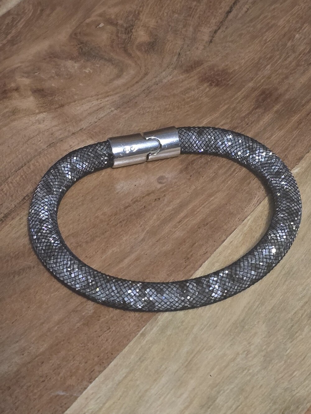 Swarovski Crystal Stardust Charcoal Gray Mesh Bracelet